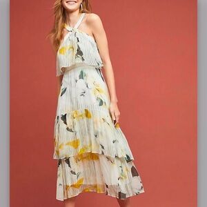 Anthropologie Floral Halter Maxi Dress